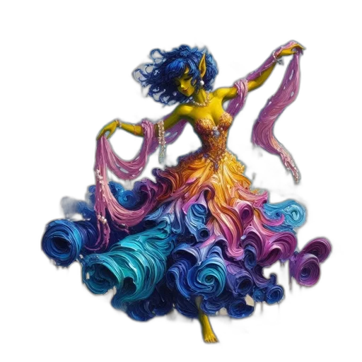 dress, hair, staff, concept art, fantasy art, watercolor, 3d render, colorful transparent PNG cut-out
