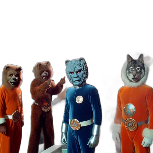 mask, animal, staff, concept art, comic book art, 3d render, outer space, animated transparent PNG cut-out