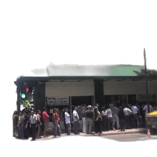 staff, city street, group, people, stand, line, outside, building transparent PNG cut-out