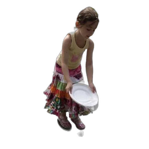 dress, 3d render, photorealistic, young, girl, colorful, skirt, holds transparent PNG cut-out