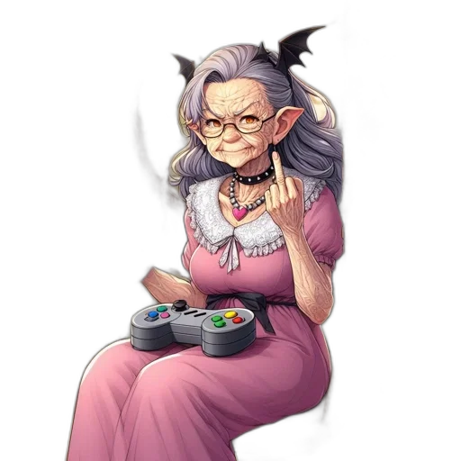 staff, face, pixel art, concept art, fantasy art, anime, elderly, woman transparent PNG cut-out