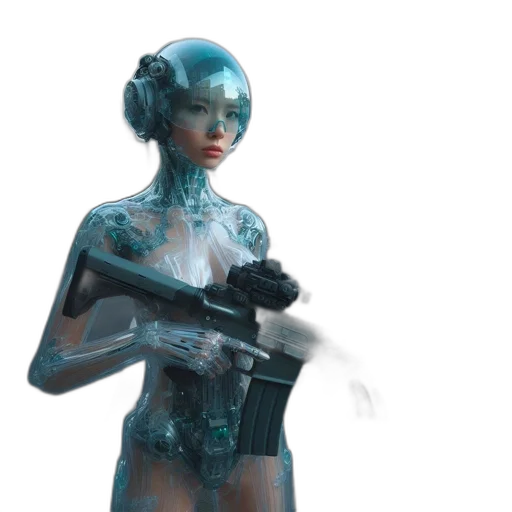 robot, concept art, cyberpunk, 3d render, vaporwave, outer space, blue, futuristic transparent PNG cut-out