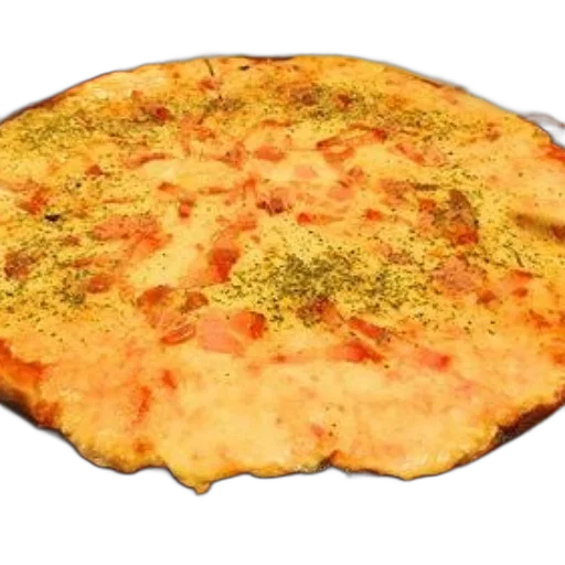 food, 3d render, photorealistic, delicious-looking, pizza, ham, toppings, cheese transparent PNG cut-out