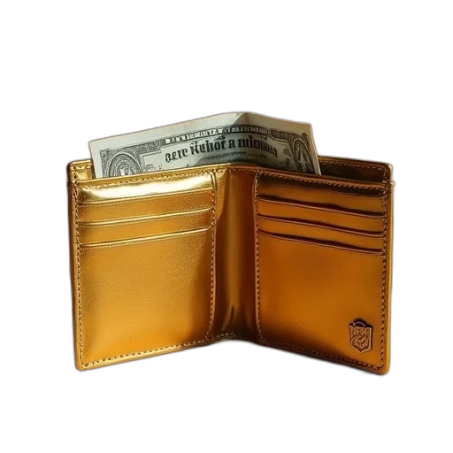 gold, wallet, open, money transparent PNG cut-out
