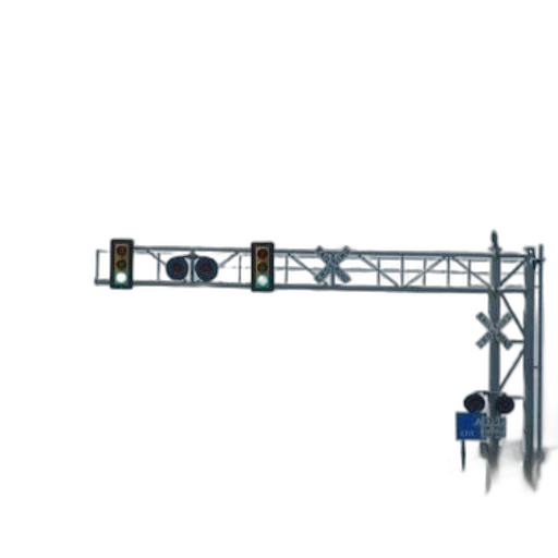 staff, 3d render, green, traffic, light, railroad, crossing, blue transparent PNG cut-out