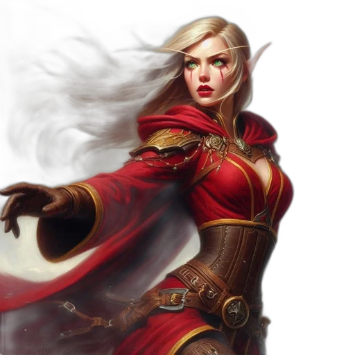 staff, fantasy art, concept art, comic book art, photorealistic, red, female, figure transparent PNG cut-out