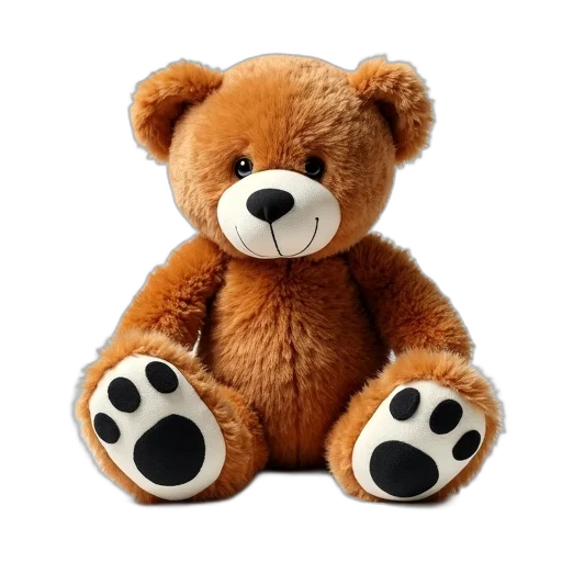 animal, 3d render, photorealistic, large, brown, teddy, bear, white transparent PNG cut-out