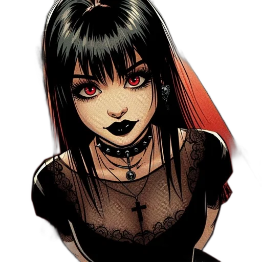 comic book art, cartoon, concept art, fantasy art, dark, red, illustration, goth-style transparent PNG cut-out