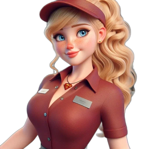 staff, hat, dress, face, 3d render, cartoon, concept art, photorealistic transparent PNG cut-out