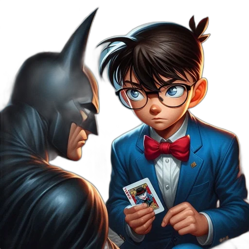 comic book art, concept art, cartoon, fantasy art, batman, meets, young, boy transparent PNG cut-out