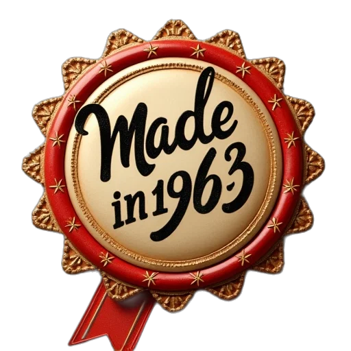 jewelry, furniture, 3d render, made, 1963, birthday, badge transparent PNG cut-out