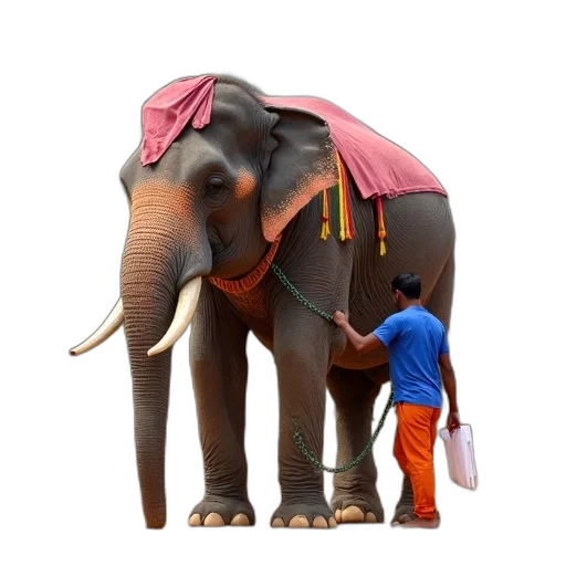 animal, staff, umbrella, concept art, 3d render, photorealistic, large, elephant transparent PNG cut-out