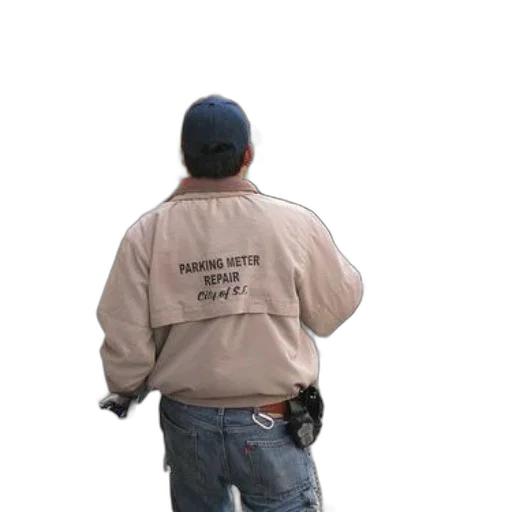 jacket, staff, hat, weapon, 3d render, photorealistic, parking, meter transparent PNG cut-out