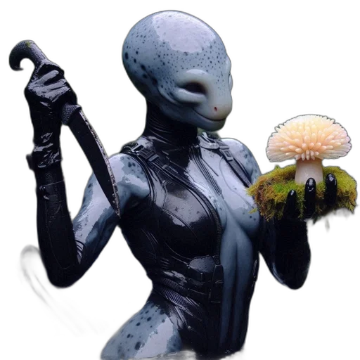 creature, robot, mask, staff, concept art, 3d render, fantasy art, pixel art transparent PNG cut-out