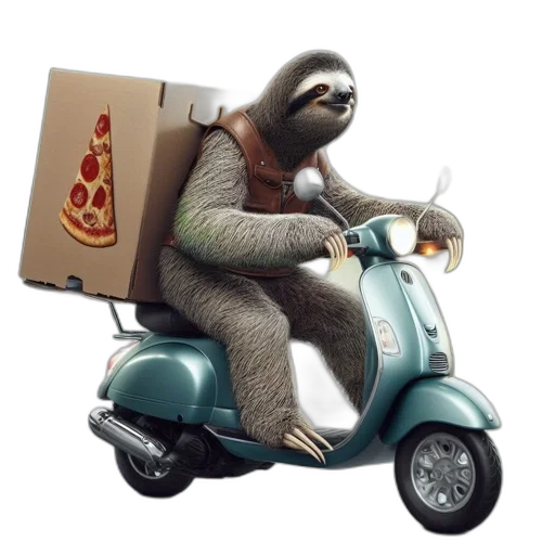 animal, jacket, car, food, concept art, 3d render, photorealistic, sloth transparent PNG cut-out