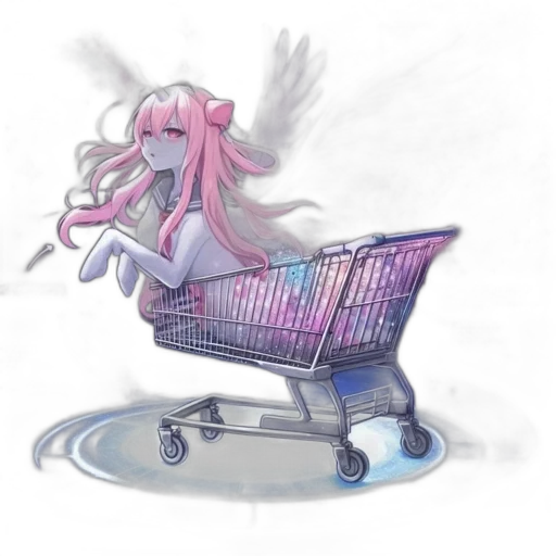weapon, creature, concept art, vaporwave, anime, fantasy art, pastel, female transparent PNG cut-out