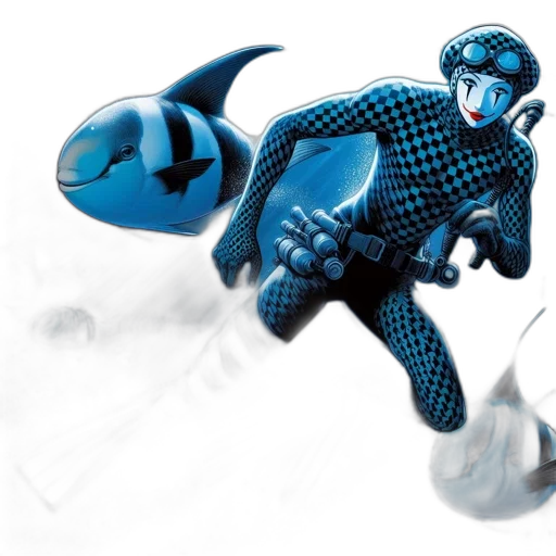 robot, creature, animal, comic book art, concept art, 3d render, photorealistic, underwater transparent PNG cut-out
