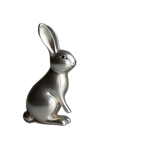 jewelry, animal, furniture, 3d render, photorealistic, silver, metal, rabbit transparent PNG cut-out