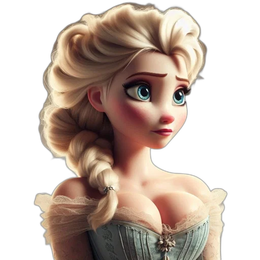 dress, face, crown, 3d render, fantasy art, photorealistic, cartoon, snow transparent PNG cut-out