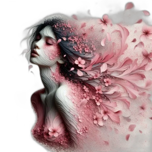 flower, face, mask, dress, photorealistic, fantasy art, concept art, watercolor transparent PNG cut-out
