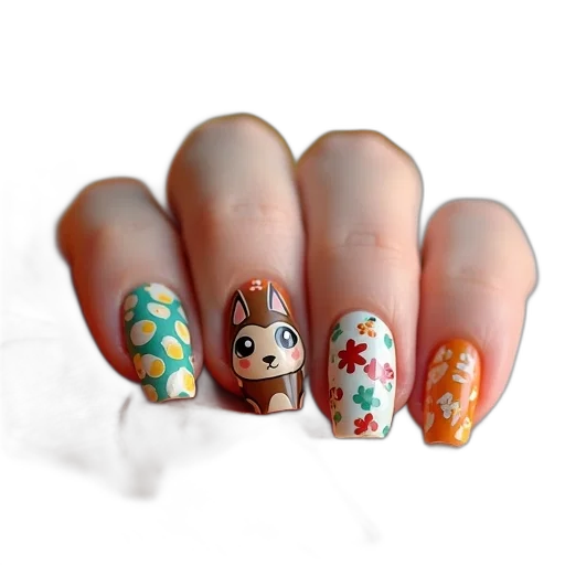 anime, pixel art, photorealistic, cartoon, collection, colorful, nail, art transparent PNG cut-out