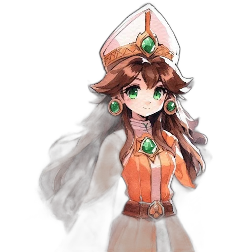 staff, crown, dress, hat, watercolor, concept art, pixel art, fantasy art transparent PNG cut-out