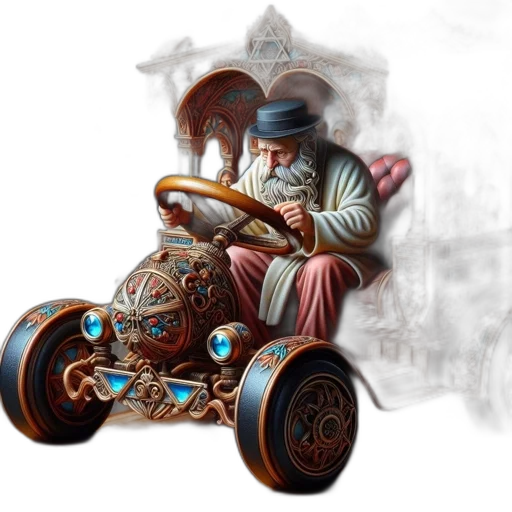 car, robot, concept art, fantasy art, photorealistic, 3d render, elderly, man transparent PNG cut-out