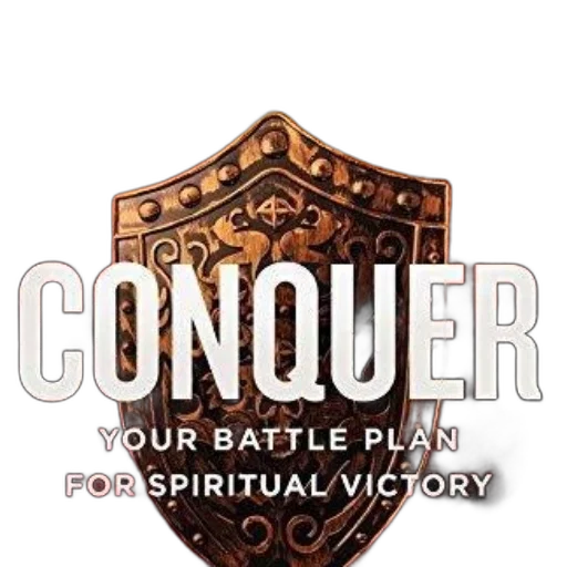 conquer, battle, plan, spiritual, victory, book, cover, featuring transparent PNG cut-out