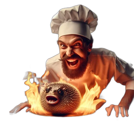 creature, food, animal, staff, concept art, 3d render, photorealistic, fire transparent PNG cut-out