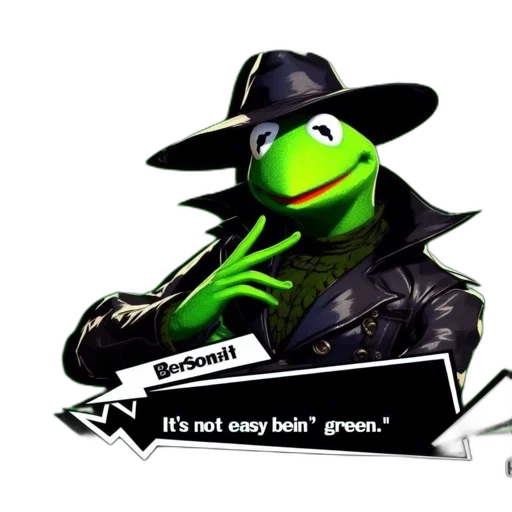 hat, concept art, kermit, frog, muppets, depicted, persona, art transparent PNG cut-out