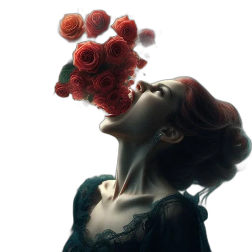 flower, dress, crown, face, photorealistic, oil painting, fantasy art, concept art transparent PNG cut-out