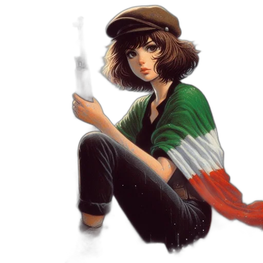 hat, fantasy art, concept art, comic book art, watercolor, green, earth tones, young transparent PNG cut-out