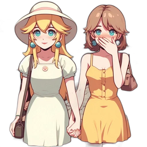dress, hat, anime, pixel art, concept art, watercolor, pastel, golden transparent PNG cut-out
