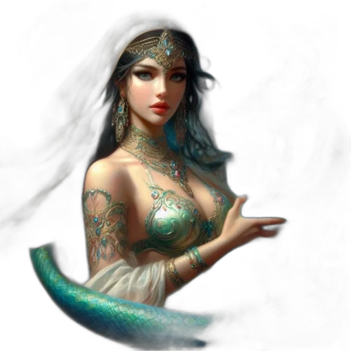 jewelry, dress, fantasy art, concept art, pixel art, photorealistic, underwater, green transparent PNG cut-out