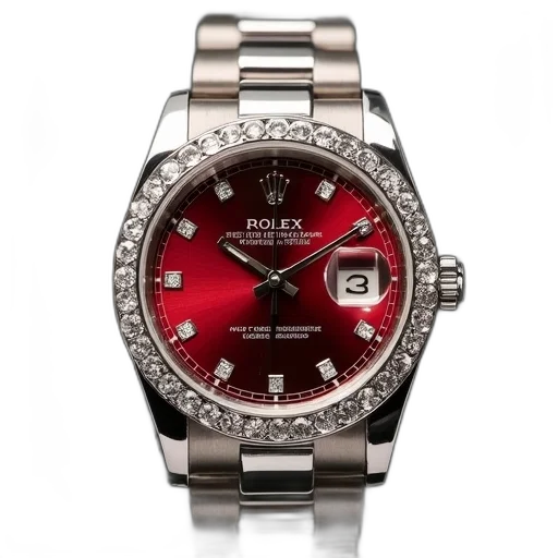 jewelry, red, rolex, stainless transparent PNG cut-out
