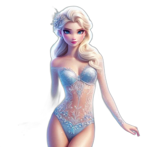 dress, fantasy art, concept art, cartoon, 3d render, blue, icy-winged, woman transparent PNG cut-out