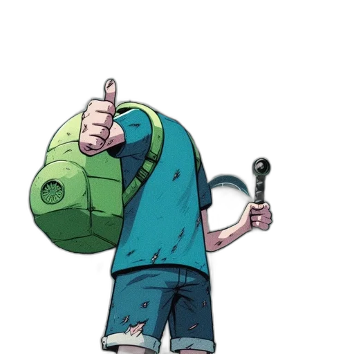 staff, weapon, mask, jacket, concept art, cartoon, comic book art, pixel art transparent PNG cut-out