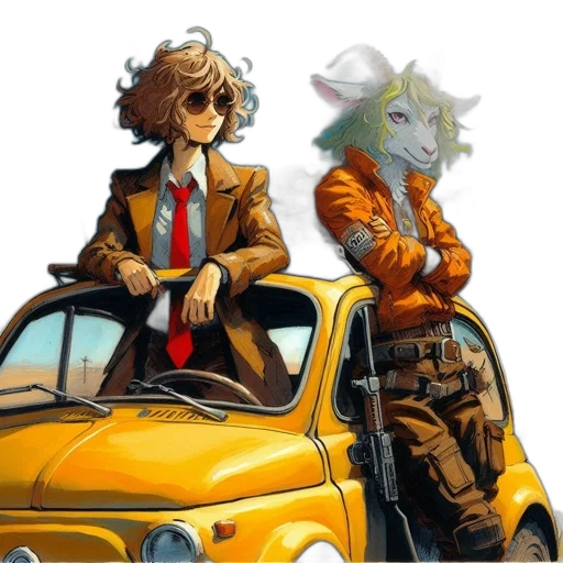 car, mask, jacket, robot, concept art, comic book art, anime, fantasy art transparent PNG cut-out