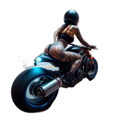 concept art, 3d render, photorealistic, pixel art, woman, wearing, helmet, tattooed transparent PNG cut-out