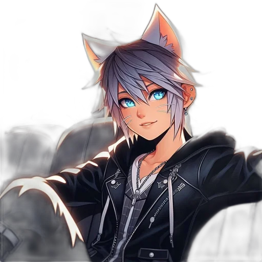 staff, jacket, animal, anime, fantasy art, cartoon, pixel art, monochrome transparent PNG cut-out