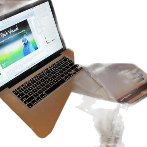 umbrella, underwater, laptop, presentation, software, open, surrounded, books transparent PNG cut-out
