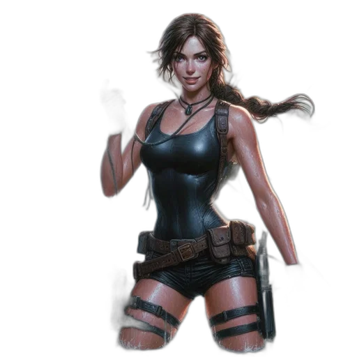 concept art, fantasy art, comic book art, photorealistic, adventurous, woman, stands, tempestuous transparent PNG cut-out