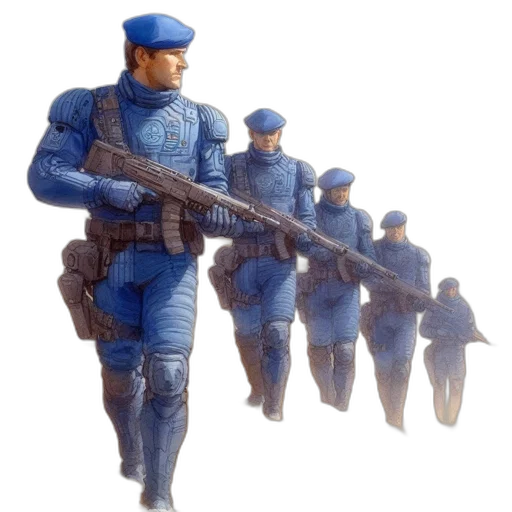 weapon, staff, robot, jacket, concept art, 3d render, pixel art, watercolor transparent PNG cut-out