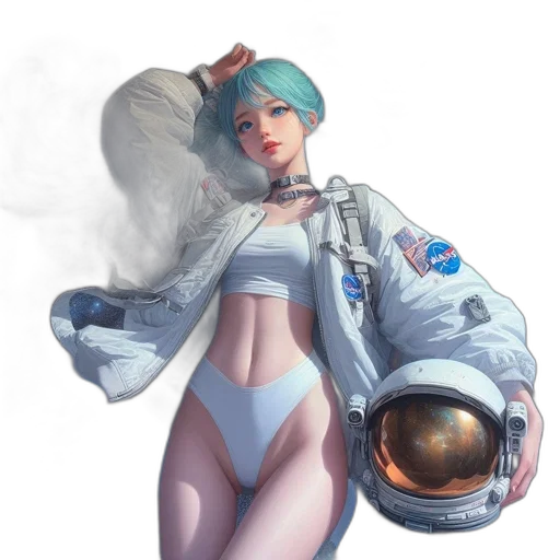 jacket, robot, dress, concept art, cyberpunk, fantasy art, vaporwave, outer space transparent PNG cut-out