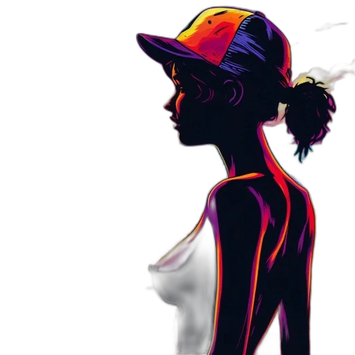 hat, dress, face, crown, concept art, comic book art, cartoon, cyberpunk transparent PNG cut-out