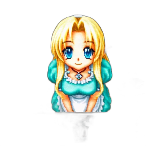 jewelry, dress, crown, pixel art, anime, 3d render, fantasy art, blonde-haired transparent PNG cut-out