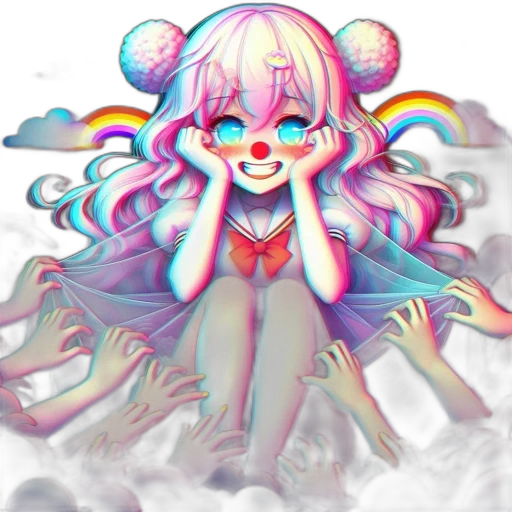 creature, mask, face, robot, anime, vaporwave, pixel art, cartoon transparent PNG cut-out