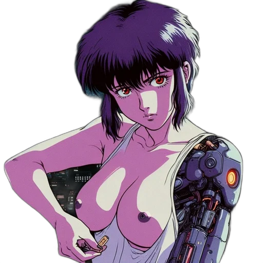 robot, dress, cyberpunk, vaporwave, concept art, comic book art, outer space, animated transparent PNG cut-out