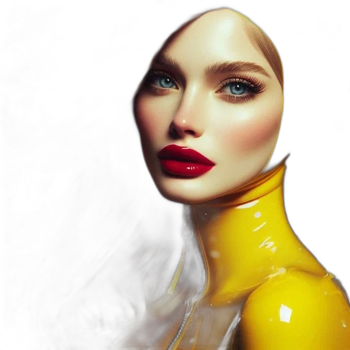 face, robot, mask, dress, photorealistic, 3d render, concept art, oil painting transparent PNG cut-out