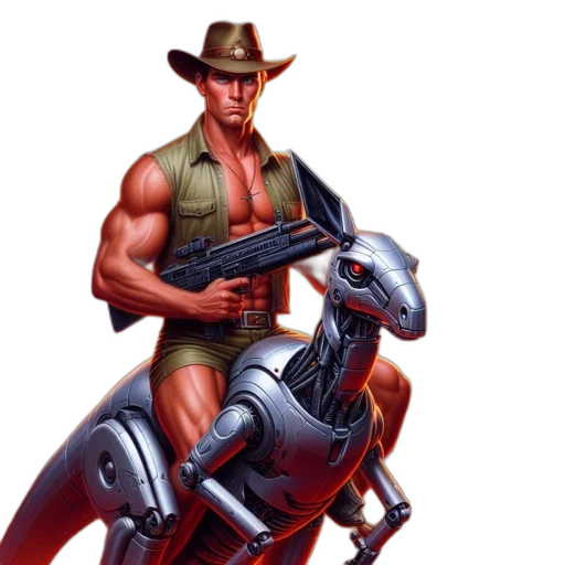 concept art, fantasy art, pixel art, comic book art, muscular, man, wears, hat transparent PNG cut-out